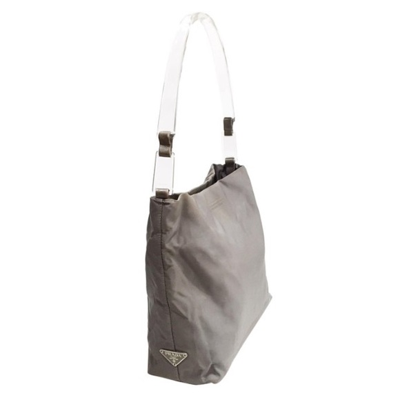 Prada lucite clear handle gray nylon hobo bag - Picture 1 of 9